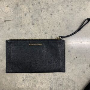 Michael Kors Black Leather Wristlet